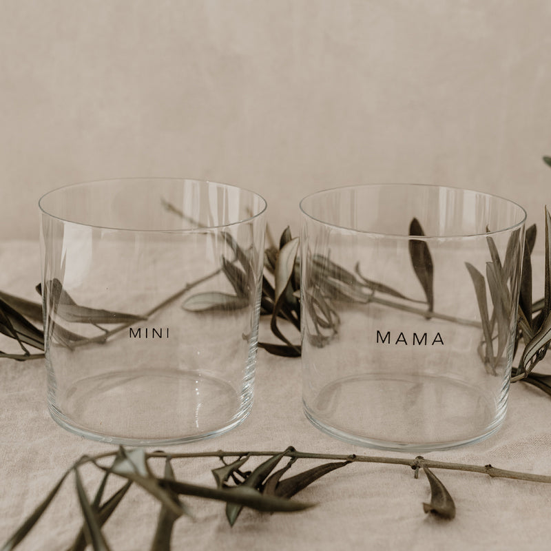 Eulenschnitt Trinkglas Mama 2er-Set schwarz