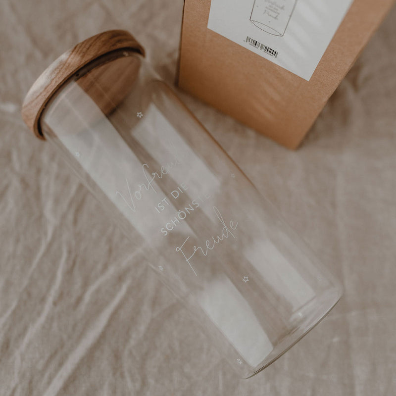 Eulenschnitt Vorratsglas Vorfreude weiß 25 cm