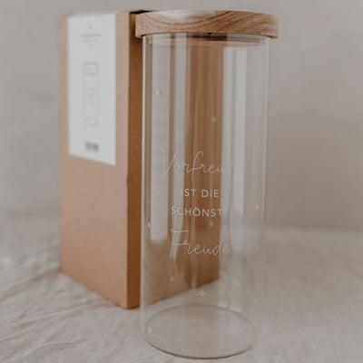 Eulenschnitt Vorratsglas Vorfreude weiß 25 cm