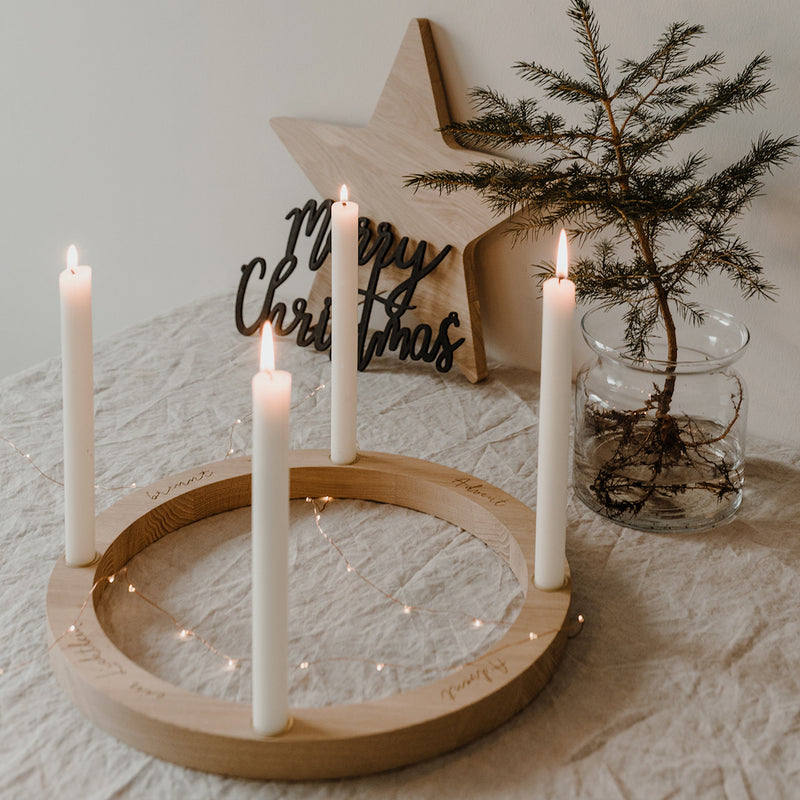 Eulenschnitt Adventskranz aus Eiche