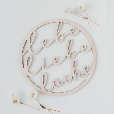 Eulenschnitt Holzhänger Lebe Liebe Lache