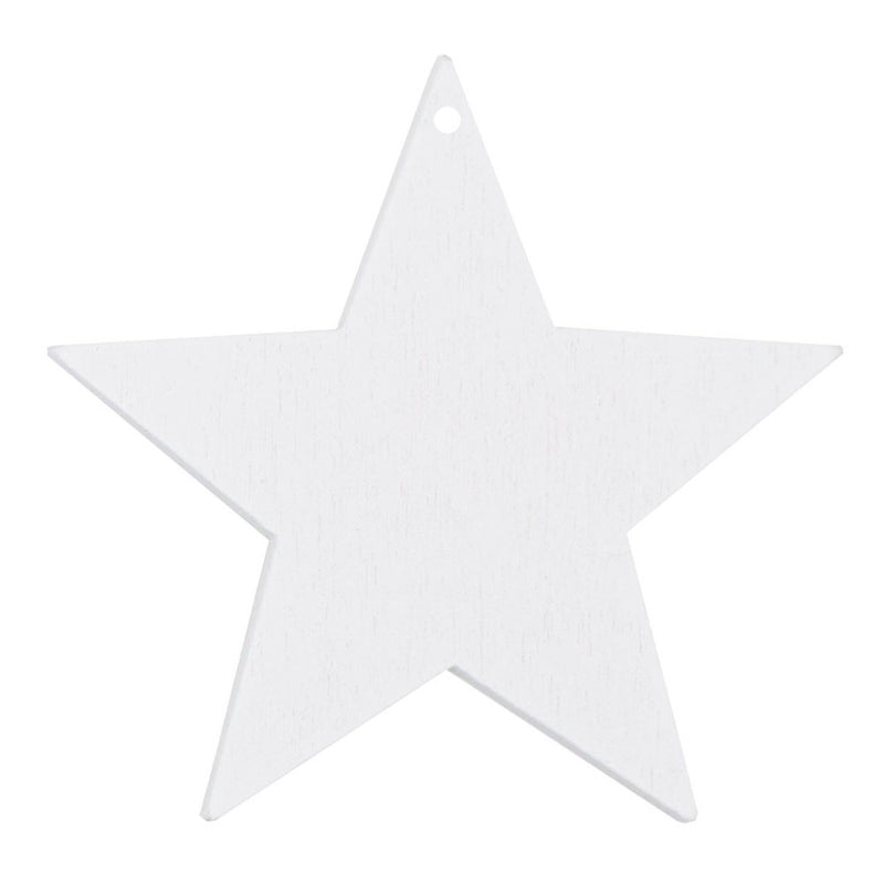 Eulenschnitt Holzanhänger Stern 8er-Set weiß