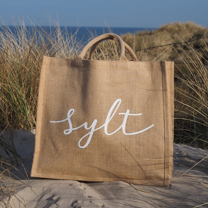 Jute-Shopper Sylt naturfarben weiß bedruckt