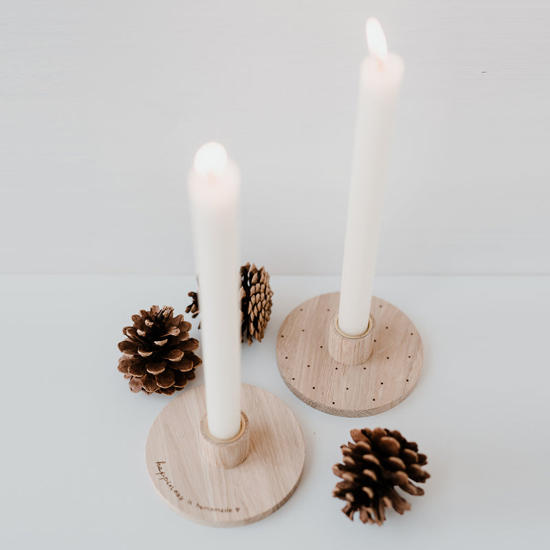 Eulenschnitt Kerzenständer Happiness Eiche