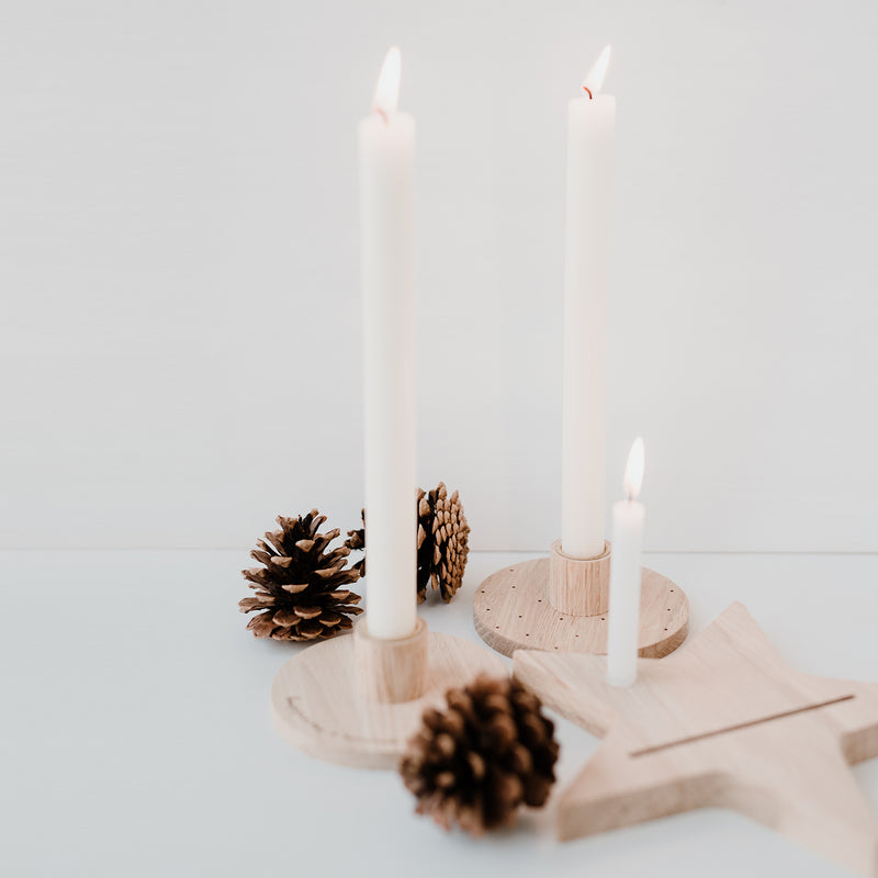 Eulenschnitt Kerzenständer Punkte naturfarben