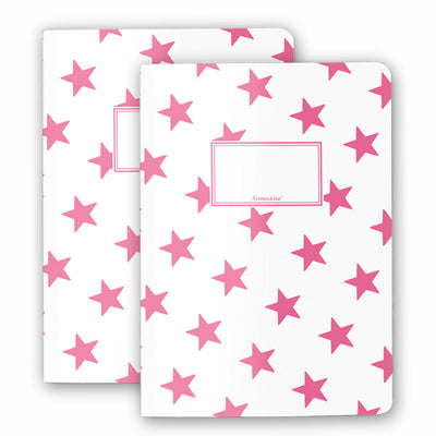 krima&isa Notizheft 2er Set mit Sternen pink DINA5 kariert