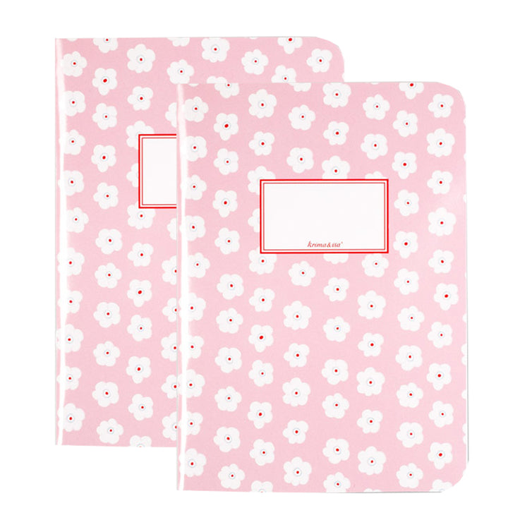 krima&isa Notizhefte A5 rosa Blümchen 2er-Set kariert