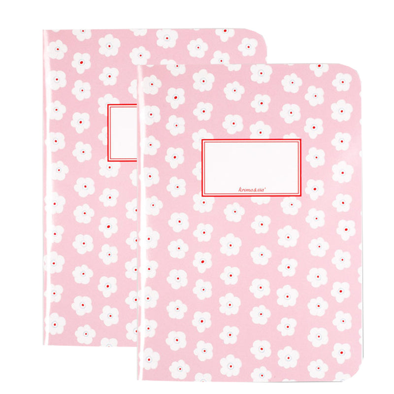 krima&isa Notizhefte A5 rosa Blümchen 2er-Set kariert