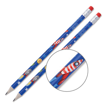 krima & isa Bleistift mit Radiergummi "Raumfahrt" 2er-Set