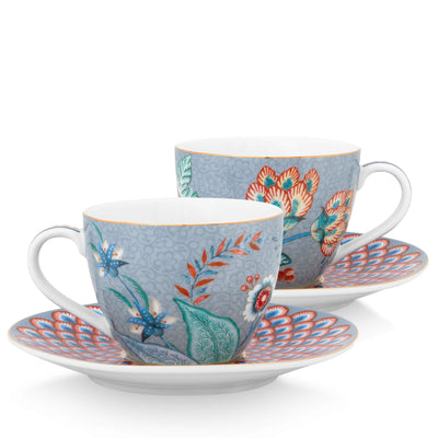 Pip Studio Espresso-Tasse mit Teller Flower Festival hellblau 2er-Set