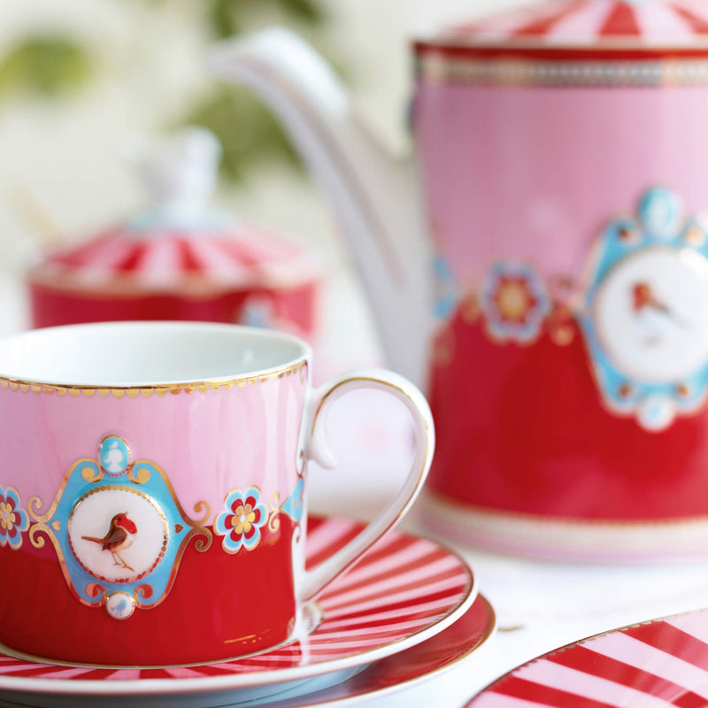 Pip Studio Teekanne Love Birds Medaillon rot