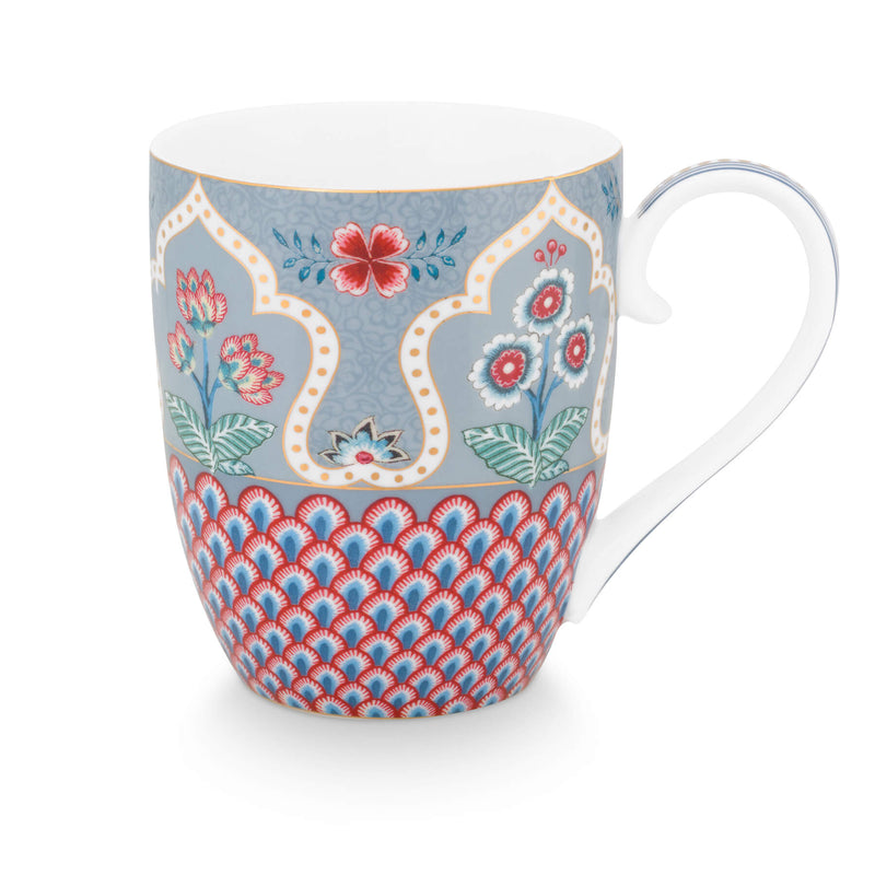 Pip Studio Tasse Flower Festival Muscheloptik hellblau XL