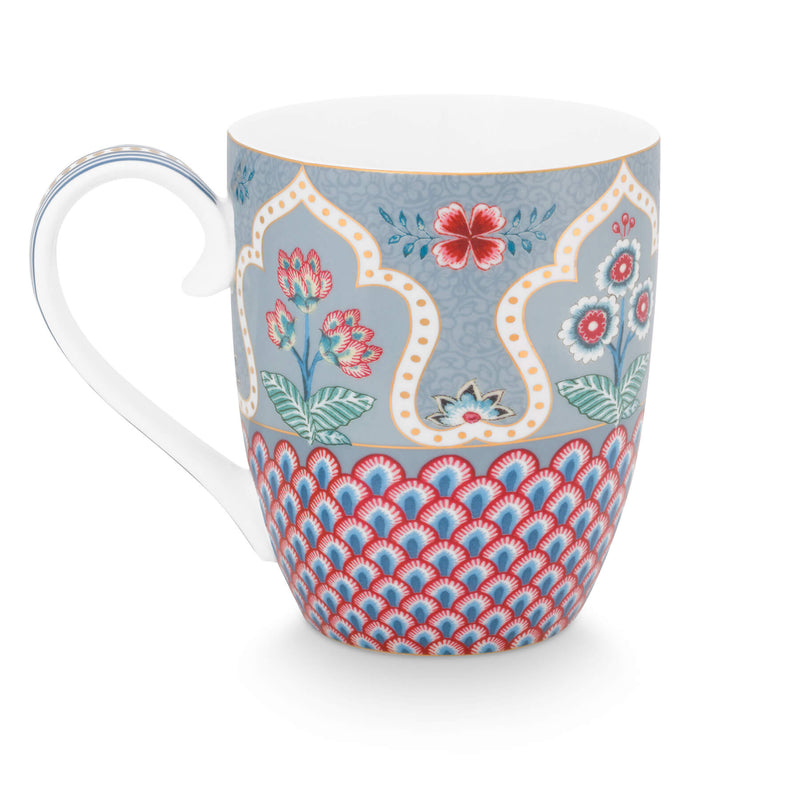 Pip Studio Tasse Flower Festival Muscheloptik hellblau XL