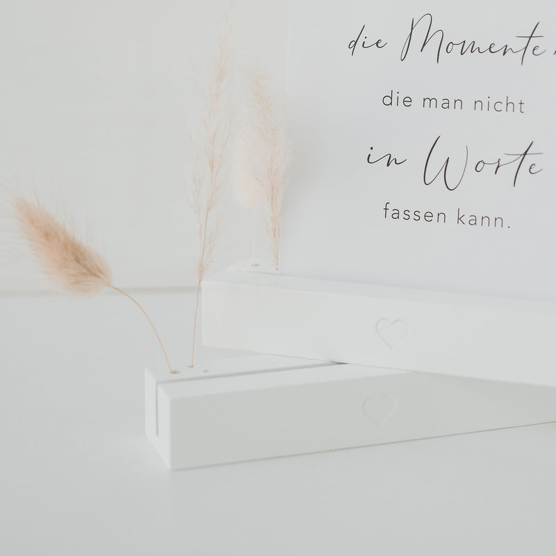 Eulenschnitt Karten- und Trockenblumenständer Herz 2er-Set weiß 12 cm