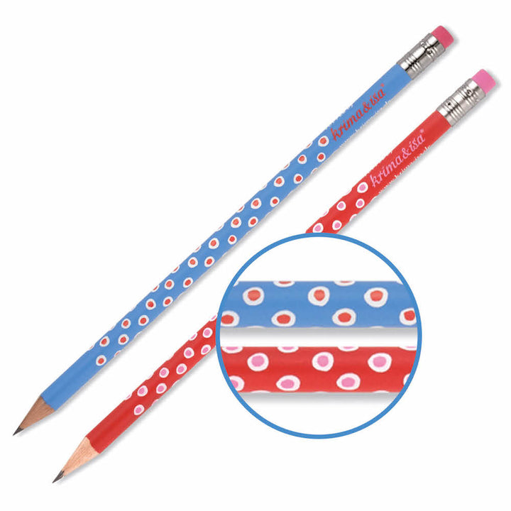 krima&isa Bleistifte Tupfer 2er Set blau und rot