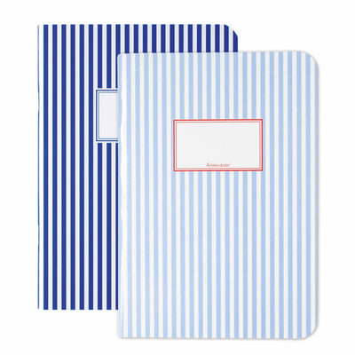 krima&isa Notizhefte A5 Streifen blau 2er Set kariert