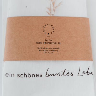 Eulenschnitt Geschirrtücher Sprüche 2er-Set weiß