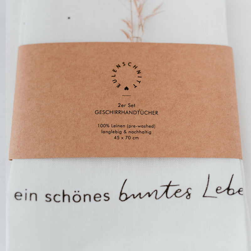Eulenschnitt Geschirrtücher Sprüche 2er-Set weiß