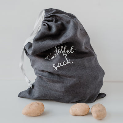 Eulenschnitt Kartoffelsack aus Leinen dunkelgrau