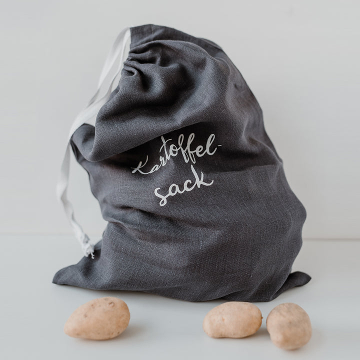 Eulenschnitt Kartoffelsack aus Leinen dunkelgrau