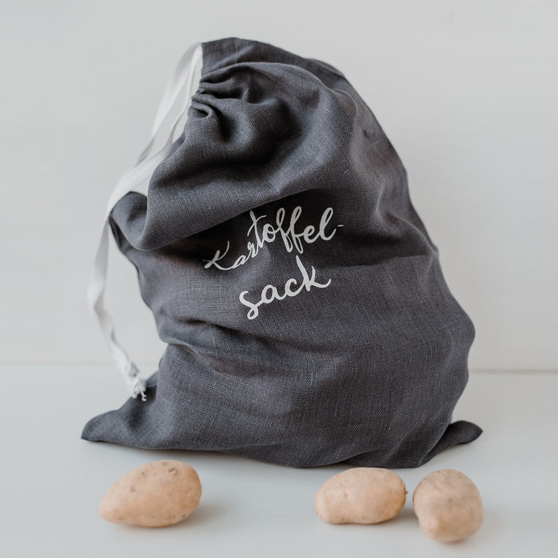 Eulenschnitt Kartoffelsack aus Leinen dunkelgrau