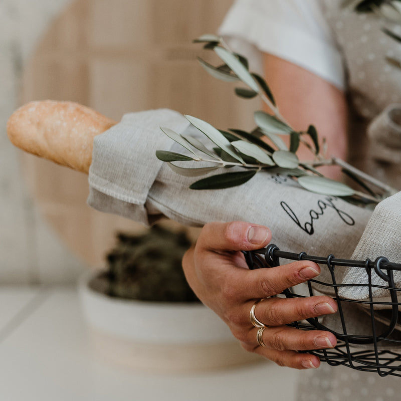 Eulenschnitt Sac a baguette aus Leinen naturfarben