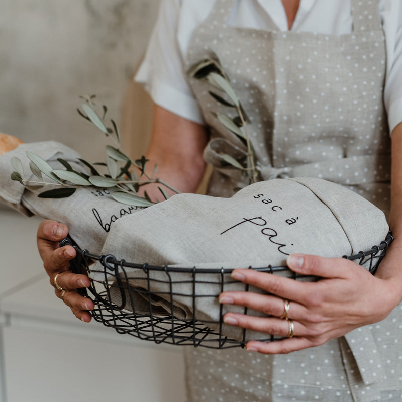 Eulenschnitt Sac a baguette aus Leinen naturfarben