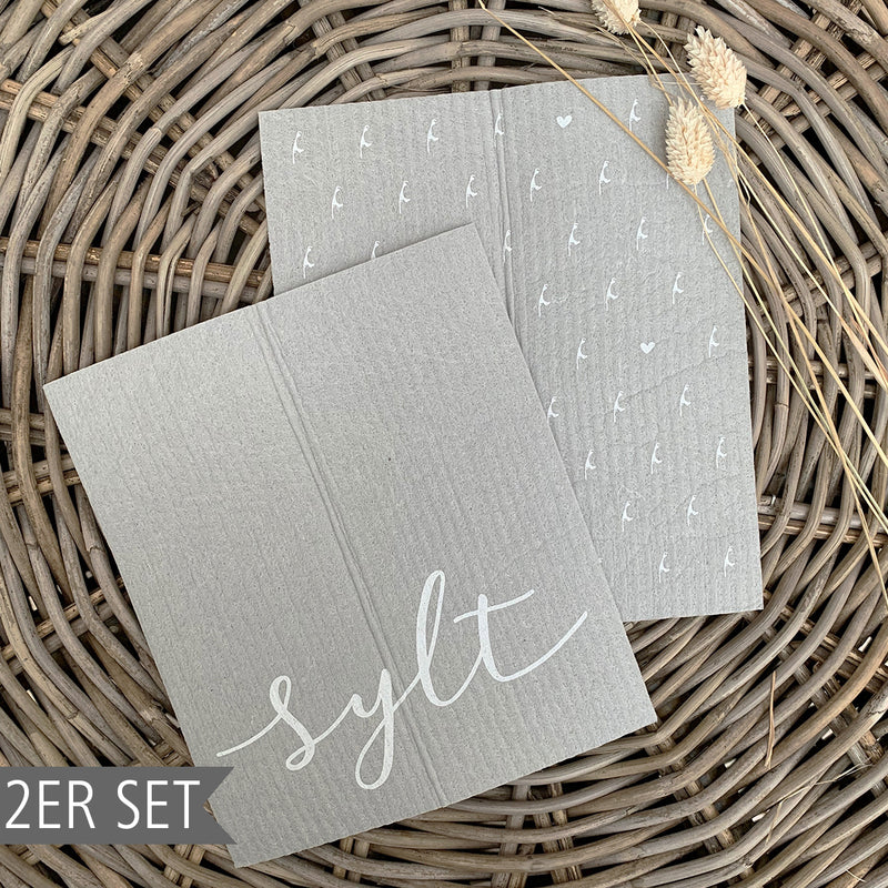 Schwammtücher Sylt 2er-Set grau