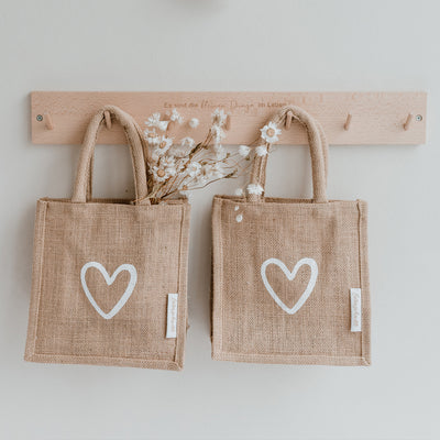 Eulenschnitt Jute-Shopper Herz 2er-Set klein