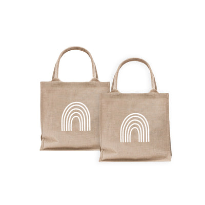 Eulenschnitt Jute-Shopper Regenbogen 2er-Set klein