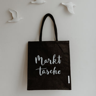 Eulenschnitt Jute Shopper Markttasche schwarz