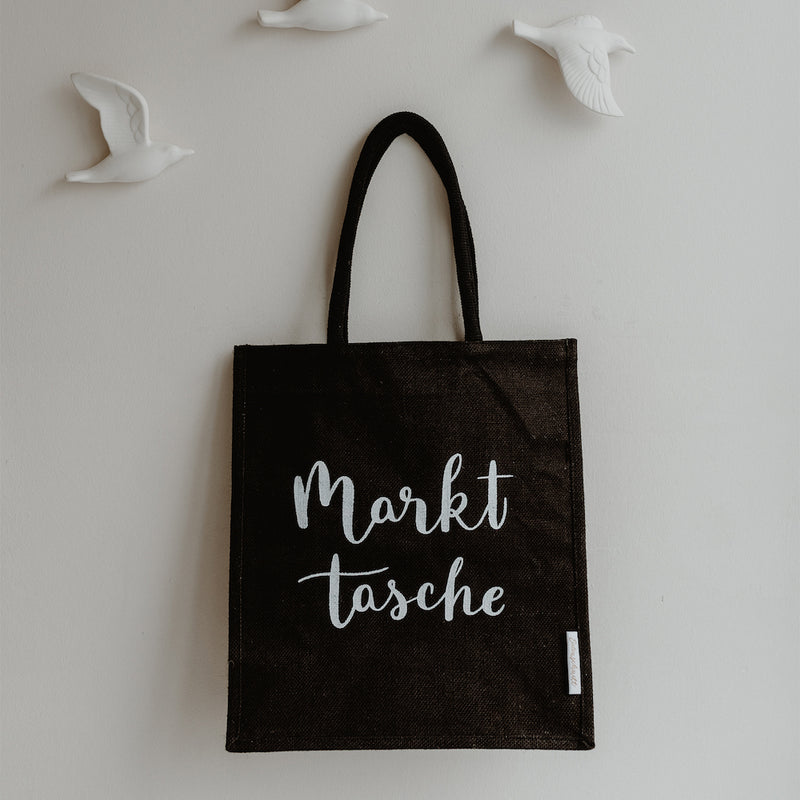 Eulenschnitt Jute Shopper Markttasche schwarz