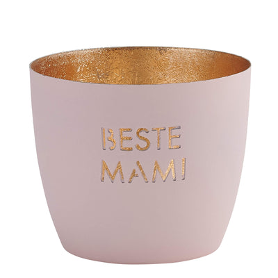 Windlicht Madras Beste Mami pastellrosa-goldfarben mittel