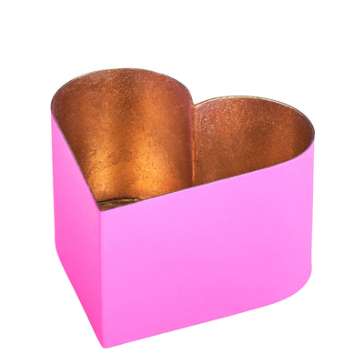Windlicht Madras Herz hotpink-goldfarben mittel