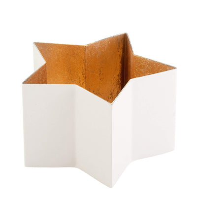 Windlicht Madras Stern weiß-goldfarben mittel