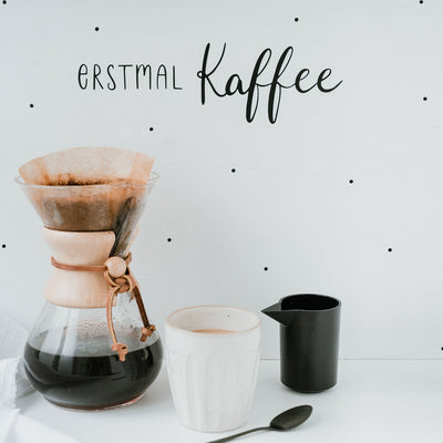 Eulenschnitt Wandsticker Erstmal Kaffee schwarz