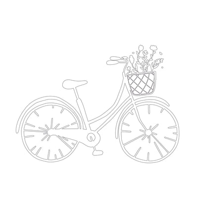 Eulenschnitt Wandsticker Blumenfahrrad weiß