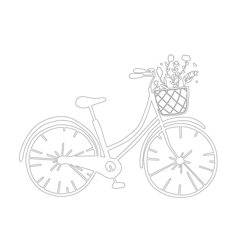 Eulenschnitt Wandsticker Blumenfahrrad weiß