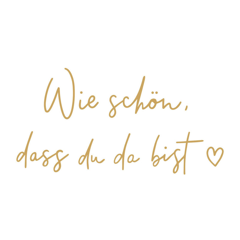 Eulenschnitt Wandsticker Wie schön, dass Du da bist goldfarben