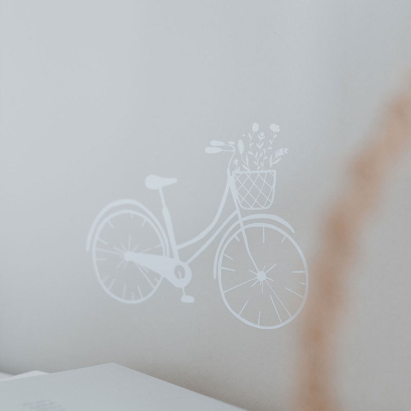 Eulenschnitt Wandsticker Blumenfahrrad weiß