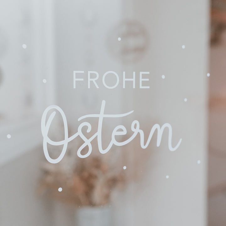 Eulenschnitt Wandsticker Frohe Ostern weiß