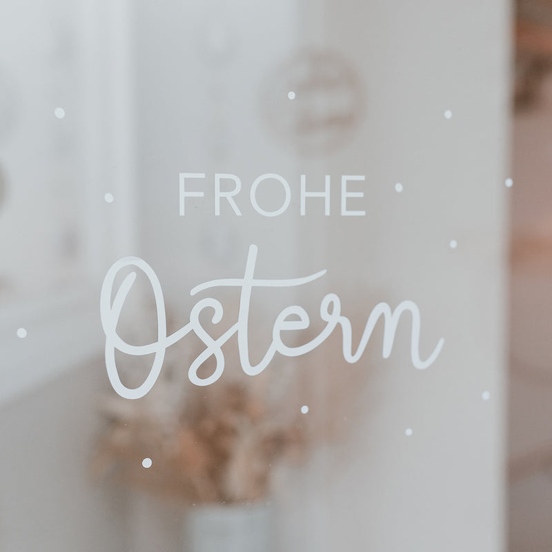 Eulenschnitt Wandsticker Frohe Ostern weiß